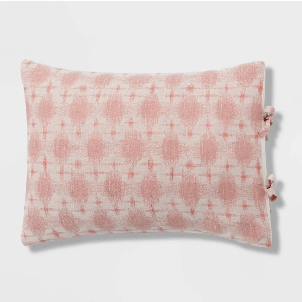 New‎ Threshold Yarn Dye Ikat Duvet Cover and Sham Set 100% Cotton Mauve King